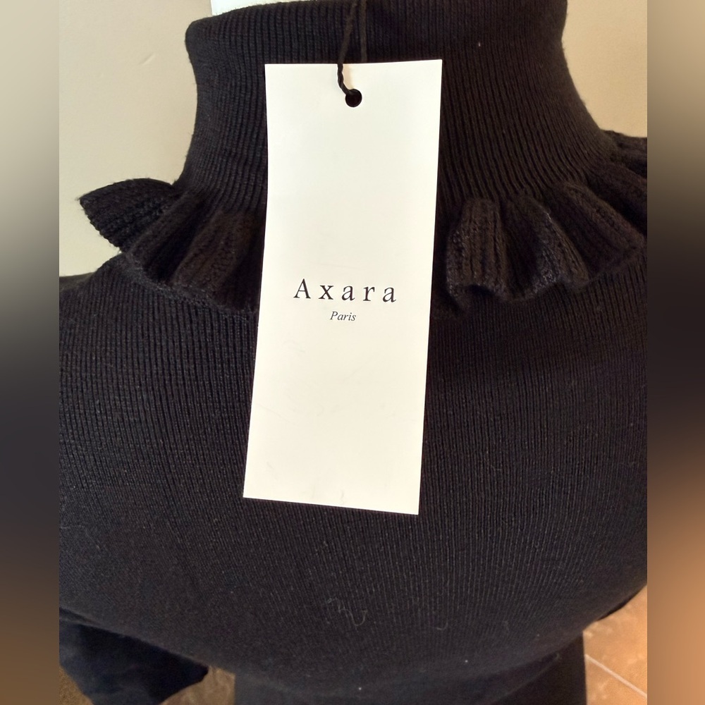 NEW Axara Paris Chic Black Long Sleeve Sweater Dress - Picture 3 of 4